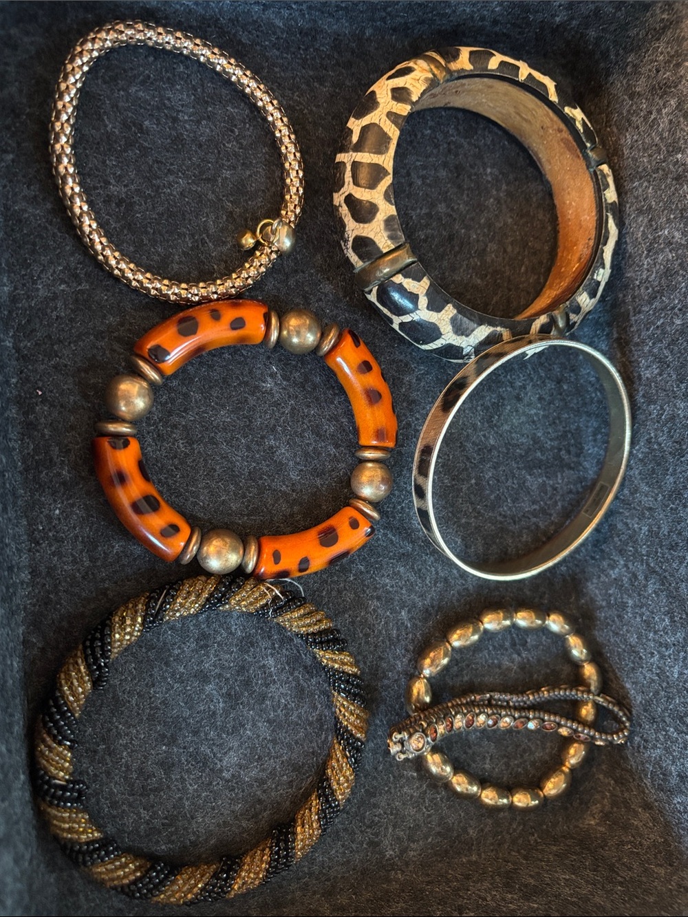Assorted Women’s Bracelet Set of 7 - Gold, Black, Orange